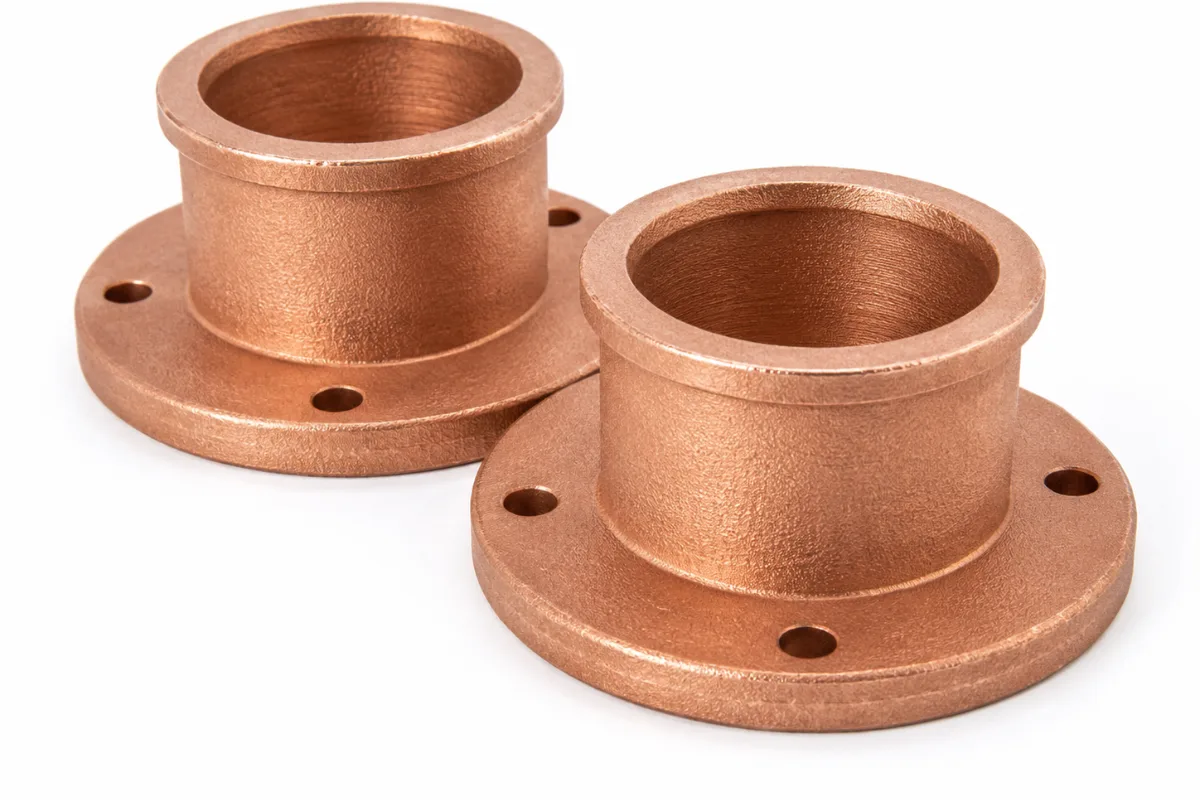 Copper 3D printed tubular flange connectors