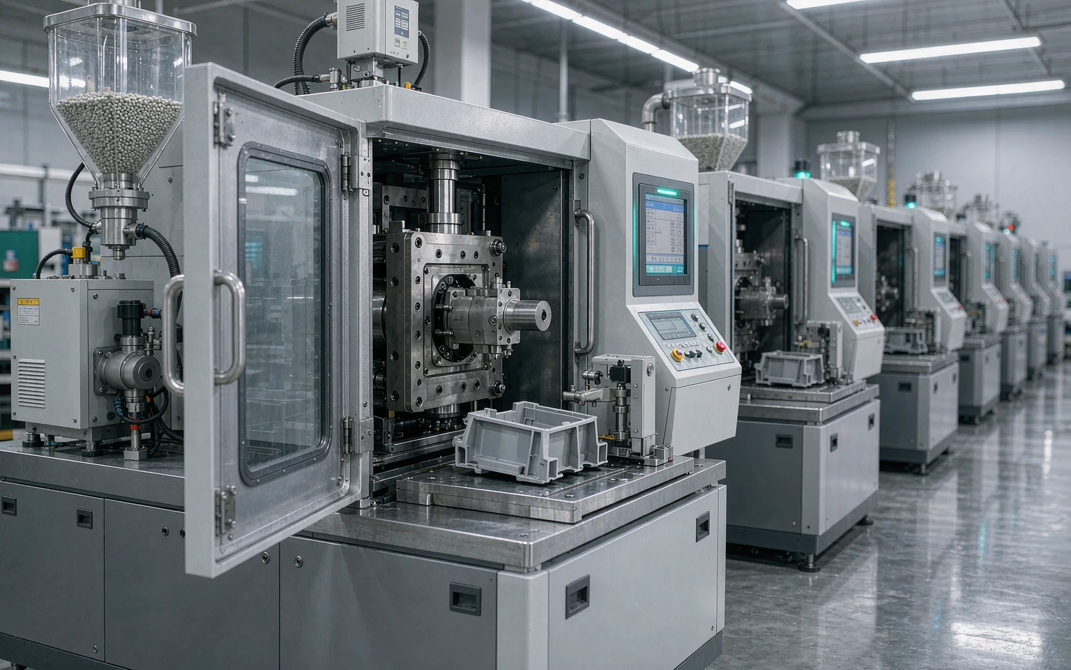 Partner injection molding facility with plastic injection machines