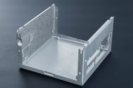 Metal enclosure with perforated side panels
